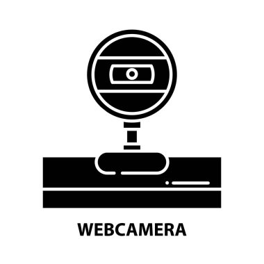Web kamera simgesi, düzenlenebilir vuruşlarla siyah vektör işareti, konsept illüstrasyon