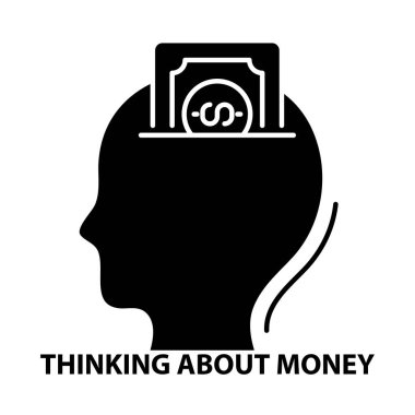 para simgesi hakkında düşünmek, düzenlenebilir vuruşları olan siyah vektör işareti, konsept illüstrasyon