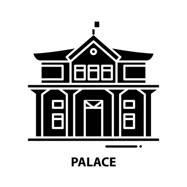 Ícone palácio, sinal vetor preto com traços editáveis, ilustração conceito —  Vetores de Stock