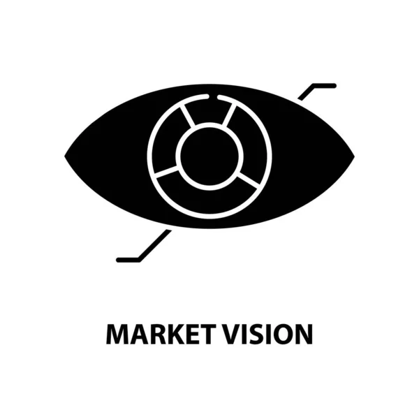 Icône de vision de marché, signe vectoriel noir avec traits modifiables, illustration de concept — Image vectorielle