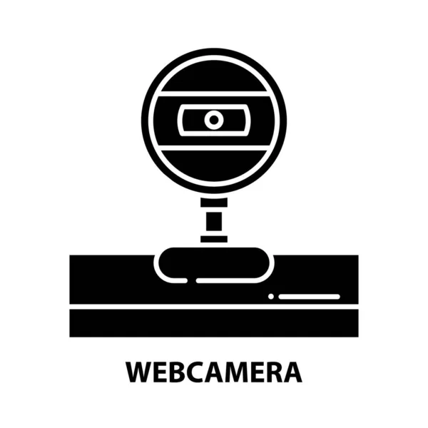 Webcamera icoon, zwart vectorteken met instelbare slagen, conceptillustratie — Stockvector