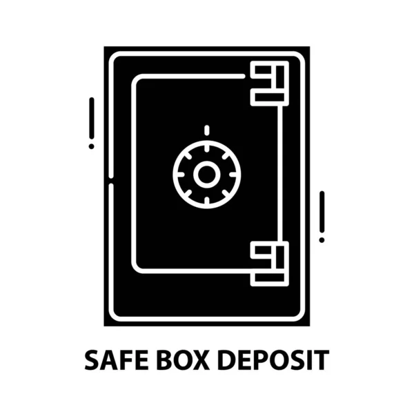 Ícone de depósito de caixa segura, sinal vetorial preto com traços editáveis, ilustração conceito — Vetor de Stock