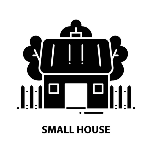 小さな家のアイコン編集可能なストロークと黒のベクトル記号、コンセプトイラスト — ストックベクタ