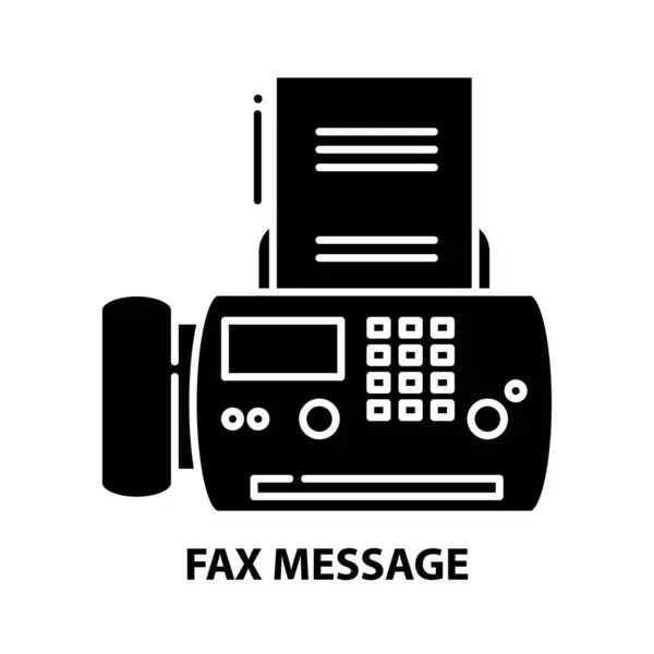 Fax message icon, black vector sign with editable strokes, concept illustration — Stock Vector