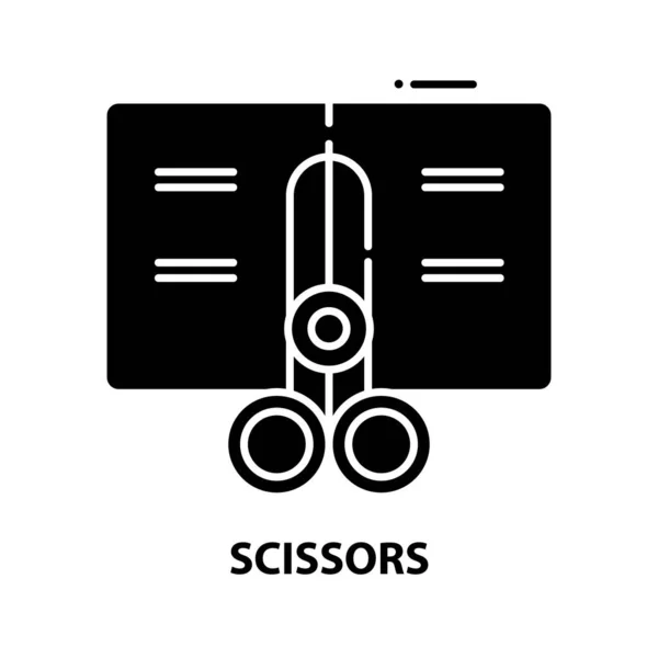 Ícone de símbolo de tesoura, sinal de vetor preto com traços editáveis, ilustração de conceito —  Vetores de Stock