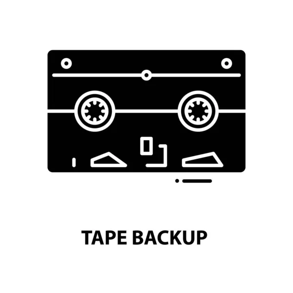 Ícone de backup de fita, sinal de vetor preto com traços editáveis, ilustração conceito — Vetor de Stock