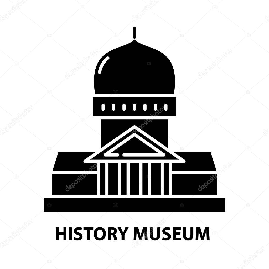 history museum icon, black vector sign with editable strokes, concept illustration
