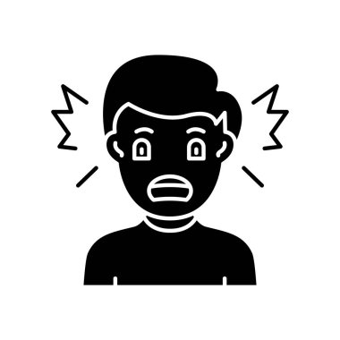 çığlık simgesi, düzenlenebilir vuruşları olan siyah vektör işareti, konsept çizimi