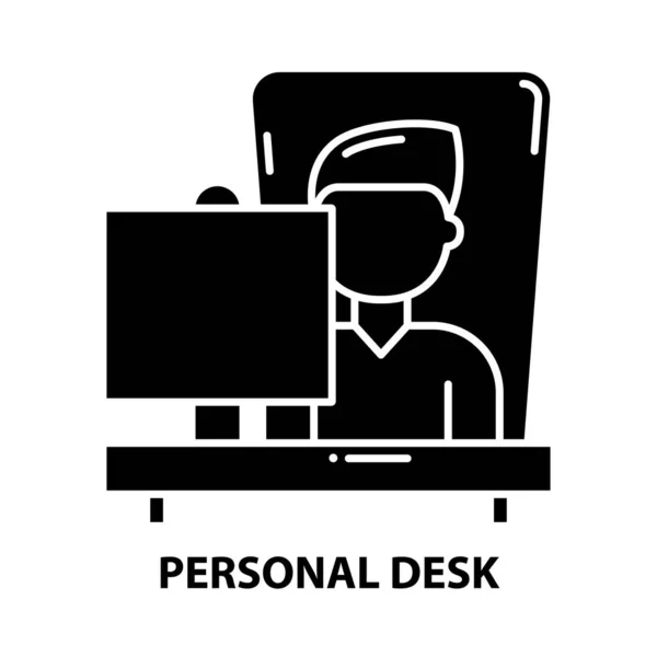 Ícone de mesa pessoal, sinal de vetor preto com traços editáveis, ilustração conceito —  Vetores de Stock