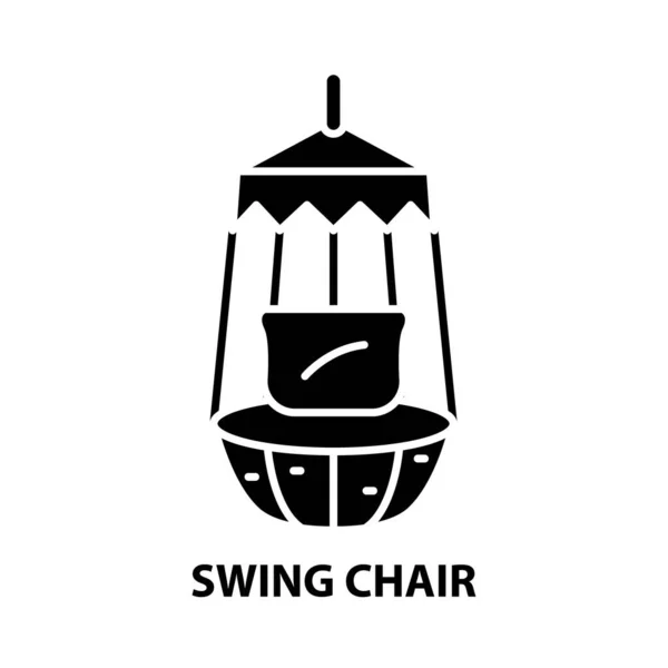 Ícone cadeira swing, sinal vetor preto com traços editáveis, ilustração conceito — Vetor de Stock