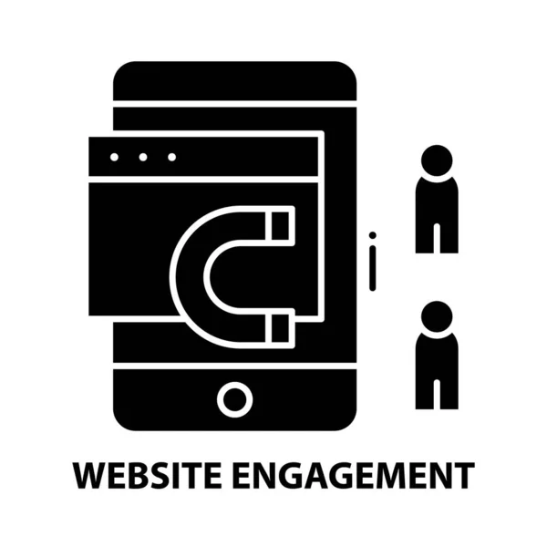 2010 년 6 월 17 일에 확인 함 . website engagement icon, black vector sign with editable stroke, concepts illustration — 스톡 벡터