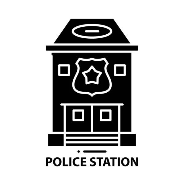 Symbol policejní stanice ikona, černý vektorový znak s upravitelnými tahy, koncept ilustrace — Stockový vektor