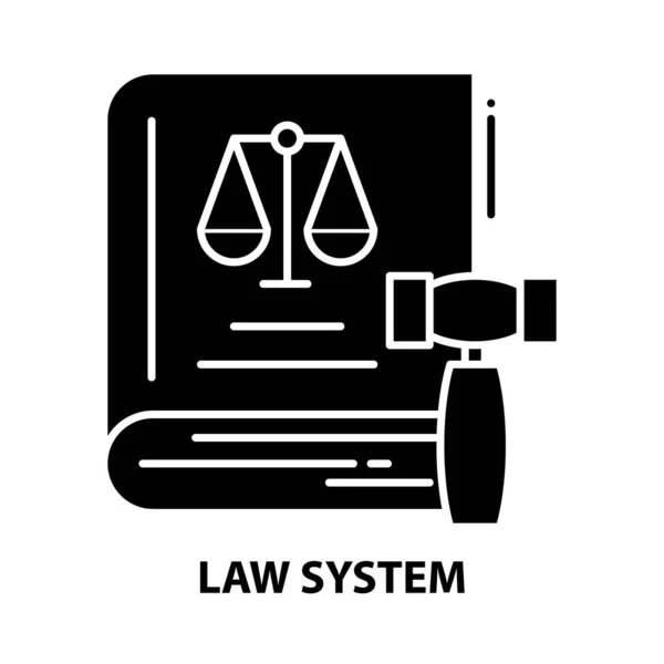 Law system icon, black vector sign with editable strokes, concept illustration — Stock Vector