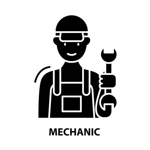 Mechaniksymbol, schwarzes Vektorzeichen mit editierbaren Strichen, Konzeptillustration — Stockvektor