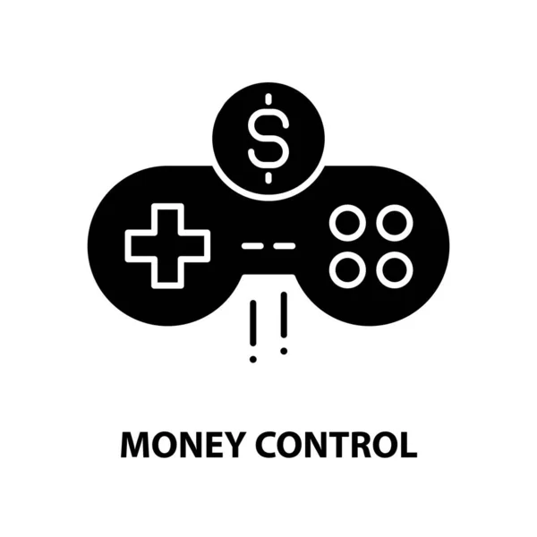 Money control icon, black vector sign with editable strokes, concept illustration — Stock Vector