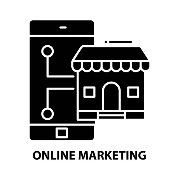 Online marketing szimbólum ikon, fekete vektor jel szerkeszthető stroke, koncepció illusztráció — Stock Vector