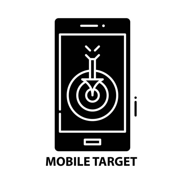 Icône de cible mobile, signe vectoriel noir avec touches modifiables, illustration de concept — Image vectorielle