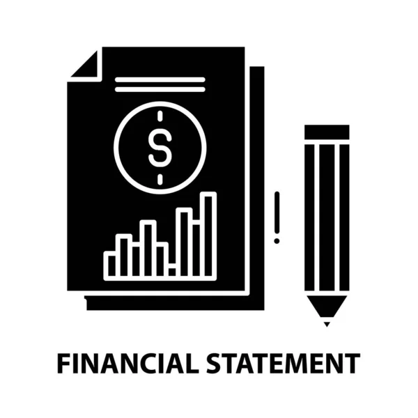 Financieel statement icoon, zwart vectorteken met aanpasbare slagen, concept illustratie — Stockvector