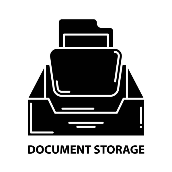 Document storage icon, black vector sign with editable stroke, 컨셉트 일러스트 — 스톡 벡터