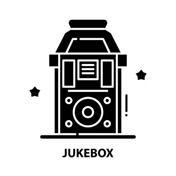 Ikona symbolu jukebox, černý vektorový znak s upravitelnými tahy, koncept ilustrace — Stockový vektor