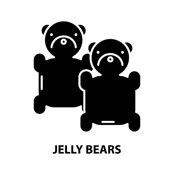 Icono de osos de gelatina, signo de vector negro con movimientos editables, ilustración de concepto — Vector de stock