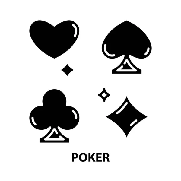 Poker icon, black vector sign with editable strokes, concept illustration — Stock Vector