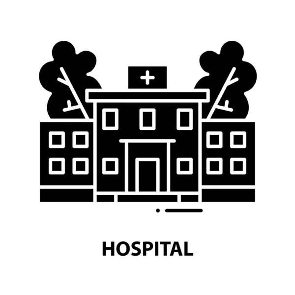 Krankenhaus-Symbol-Symbol, schwarzes Vektorzeichen mit editierbaren Strichen, Konzeptillustration — Stockvektor