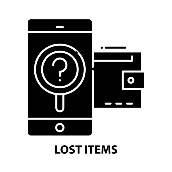 Symbol für verlorene Gegenstände, schwarzes Vektorzeichen mit editierbaren Strichen, Konzeptillustration — Stockvektor