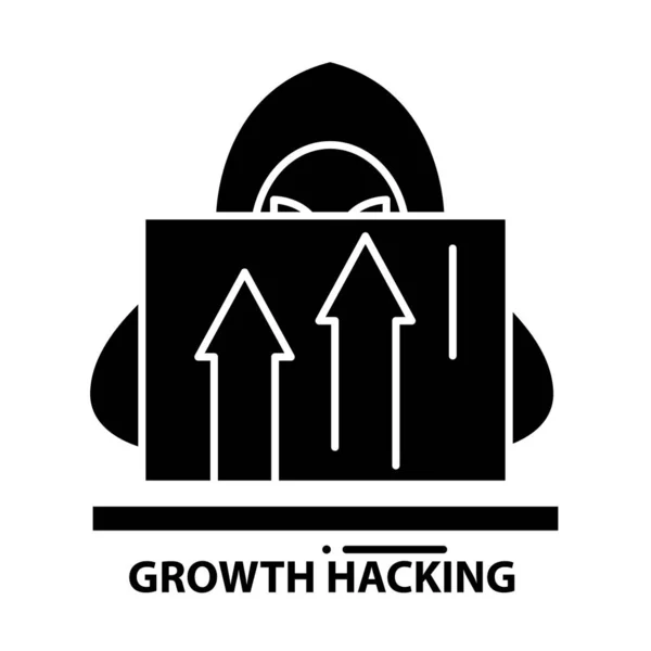Crescita hacking icona, segno vettoriale nero con tratti modificabili, illustrazione del concetto — Vettoriale Stock