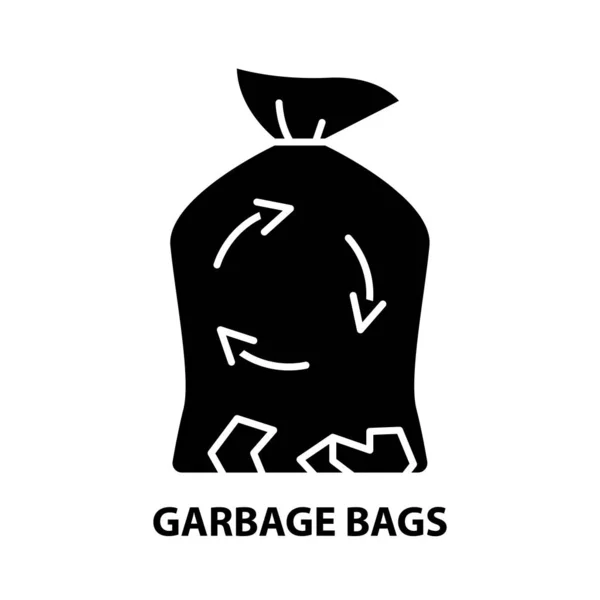 Bolsas de basura icono, signo de vector negro con movimientos editables, ilustración concepto — Vector de stock