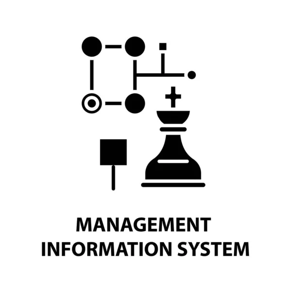 Icono del sistema de información de gestión, signo de vector negro con trazos editables, ilustración del concepto — Vector de stock