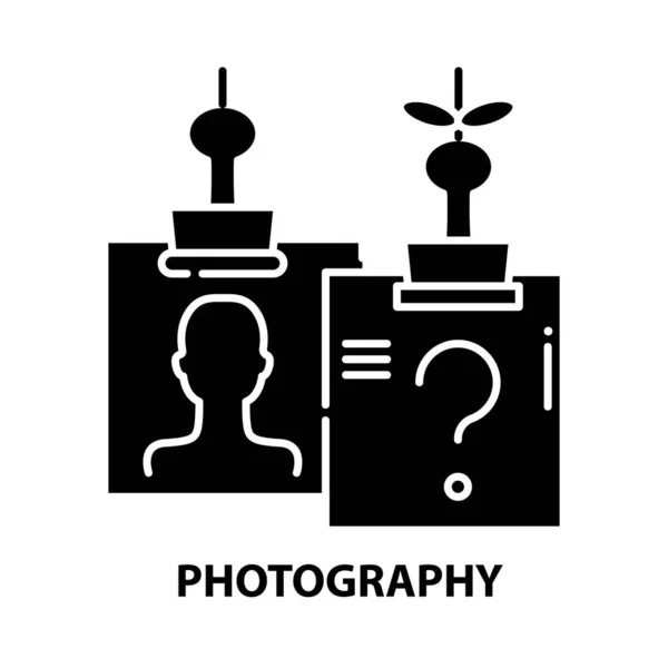 Icona simbolo della fotografia, segno vettoriale nero con tratti modificabili, illustrazione concettuale — Vettoriale Stock