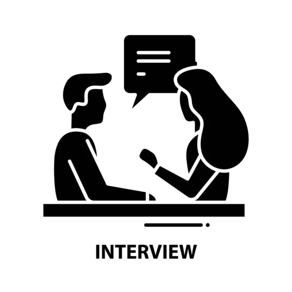 Interview icoon, zwart vectorteken met bewerkbare slagen, concept illustratie — Stockvector