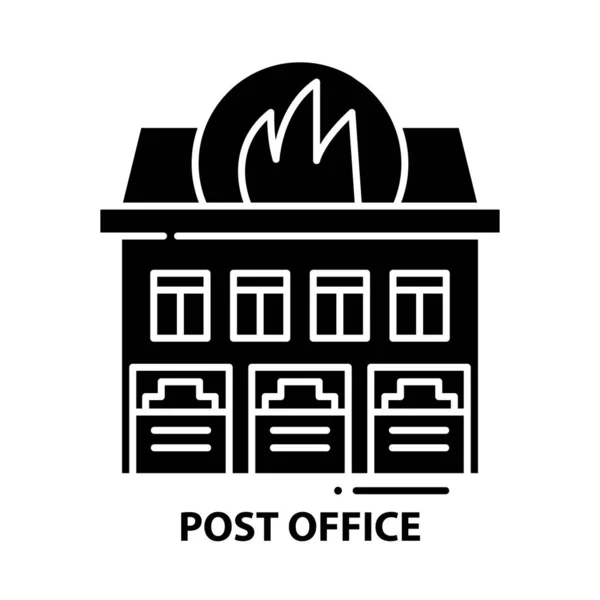 Icono de la oficina de correos, signo de vector negro con trazos editables, ilustración de concepto — Vector de stock