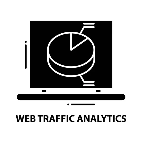 Icono de análisis de tráfico web, signo de vector negro con trazos editables, ilustración de concepto — Archivo Imágenes Vectoriales