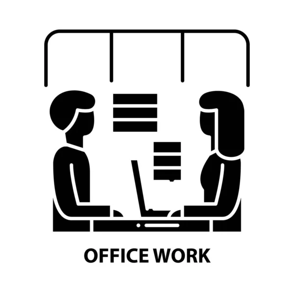 Icône de travail de bureau, signe vectoriel noir avec touches modifiables, illustration de concept — Image vectorielle