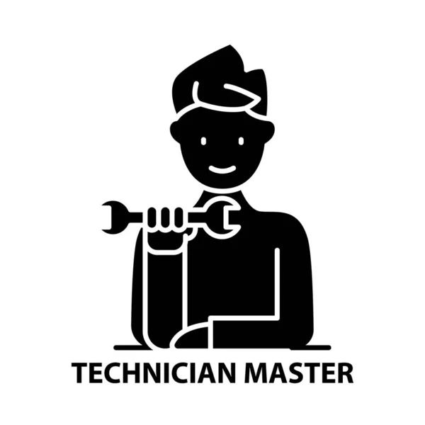 Techniker-Meistersymbol, schwarzes Vektorzeichen mit editierbaren Strichen, Konzeptillustration — Stockvektor