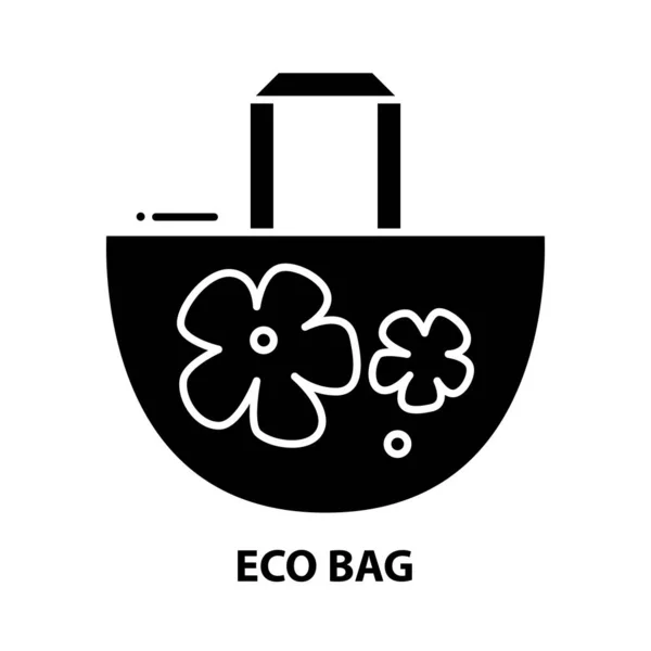 Ícone de símbolo de saco ecológico, sinal de vetor preto com traços editáveis, ilustração de conceito — Vetor de Stock