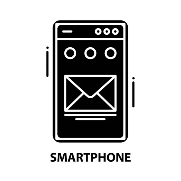 Иконка смартфона, знак черного вектора с редактируемыми штрихами, концептуальная иллюстрация — стоковый вектор