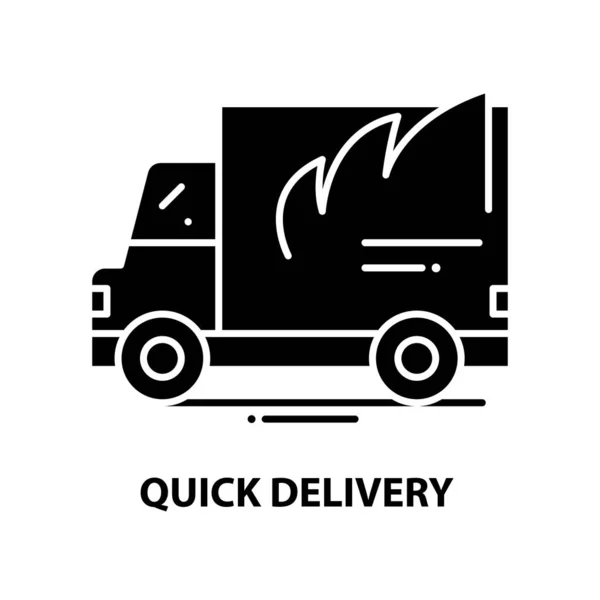 Ikona szybkiej dostawy, czarny znak wektorowy z edytowalnymi pociągnięciami, ilustracja koncepcyjna — Wektor stockowy
