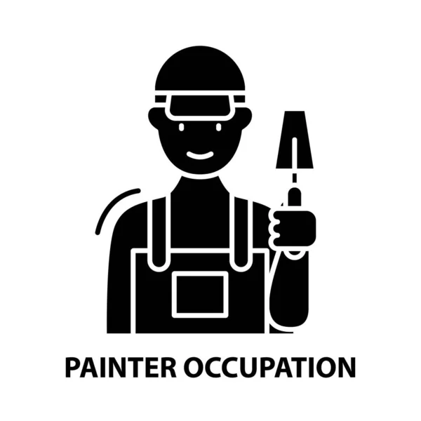 Ícone ocupação pintor, sinal vetor preto com traços editáveis, ilustração conceito —  Vetores de Stock