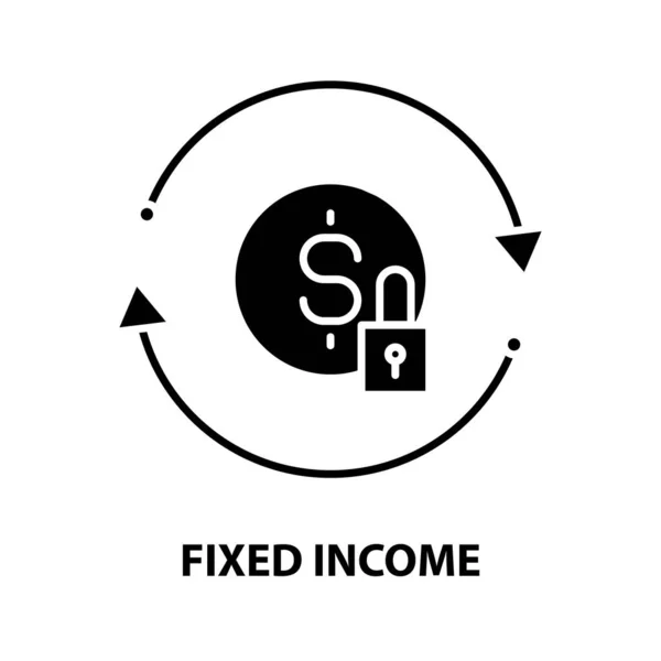 Значок фиксированного дохода, черный векторный знак с редактируемыми штрихами, концептуальная иллюстрация — стоковый вектор