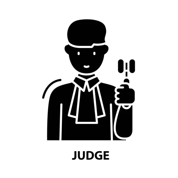 Icono de juez, signo de vector negro con trazos editables, ilustración de concepto — Vector de stock