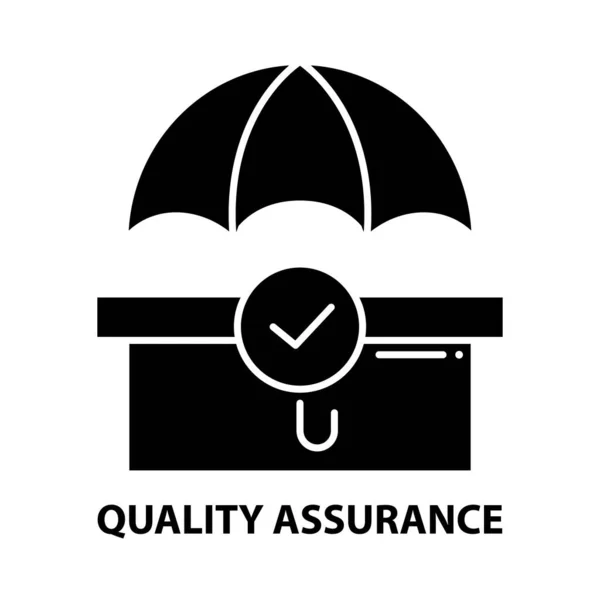 Icono de garantía de calidad, signo de vector negro con trazos editables, ilustración de concepto — Vector de stock
