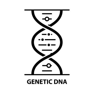 genetik DNA simgesi, düzenlenebilir vuruşlarla siyah vektör işareti, konsept çizimi