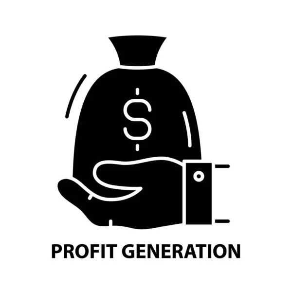 Profit generáció ikon, fekete vektor jel szerkeszthető stroke, koncepció illusztráció — Stock Vector
