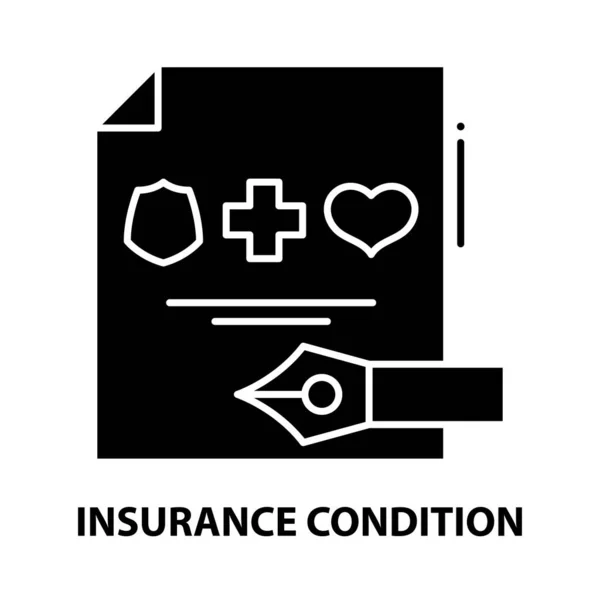 Icono de la condición de seguro, signo de vector negro con trazos editables, ilustración del concepto — Archivo Imágenes Vectoriales
