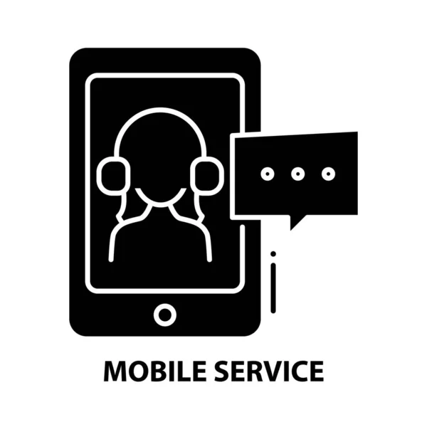 Иконка мобильного сервиса, черный векторный знак с редактируемыми штрихами, концептуальная иллюстрация — стоковый вектор