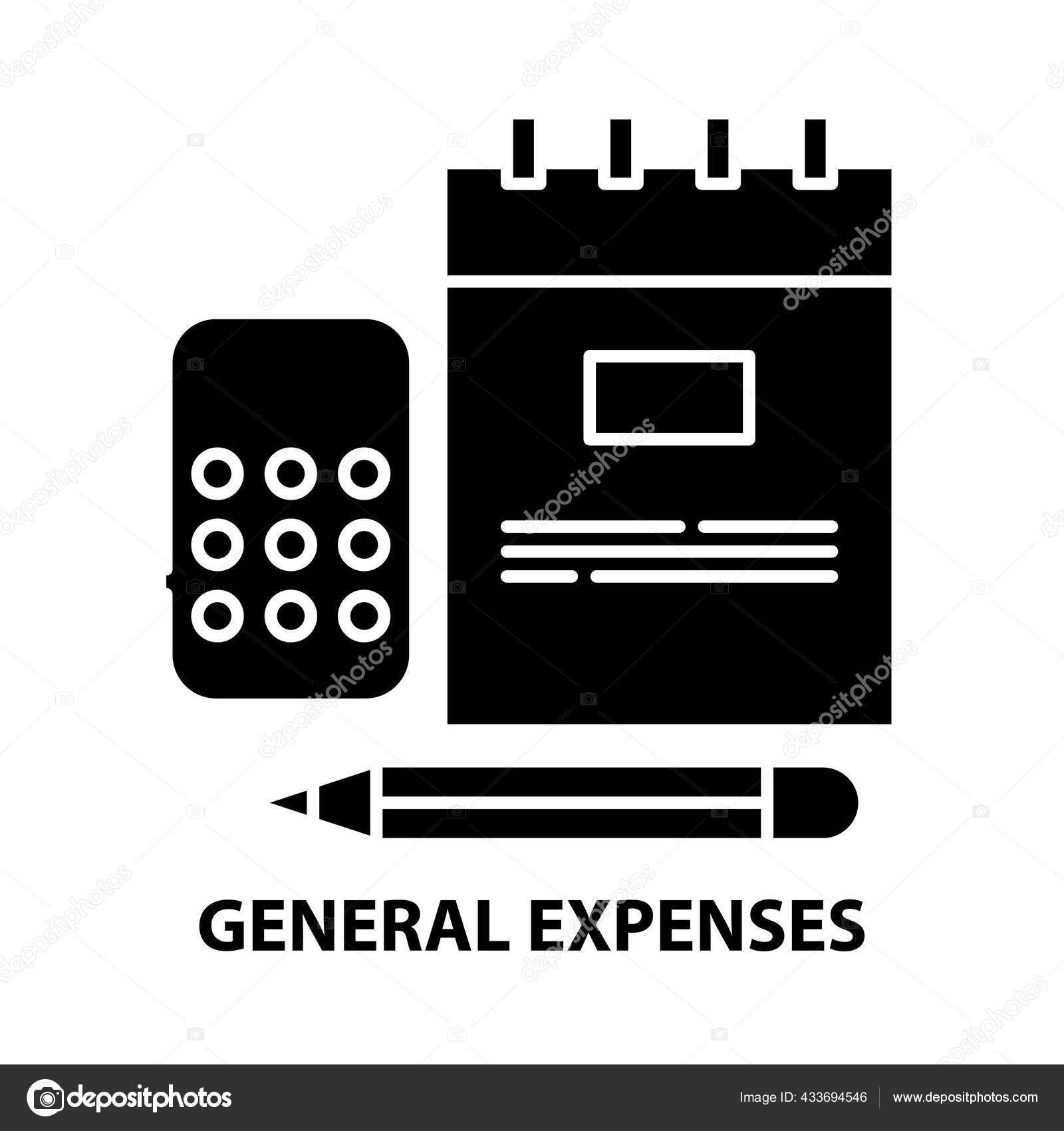 Ícone de despesas gerais, sinal de vetor preto com traços editáveis,  ilustração conceito Vetor de ©iconsdom 433694546, image size:1600x1700