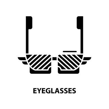 gözlük simgesi, düzenlenebilir vuruşlarla siyah vektör işareti, konsept illüstrasyon